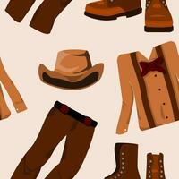 Editable Western Men Clothes Vector Illustration Seamless Pattern for Creating Background and Decorative Element of Wild Western Culture Related Project