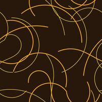 Editable Abstract Yellow Curved Lines Vector Seamless Pattern With Dark Background for Decorative Element