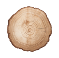 cutting down a tree. round cut of a tree with annual rings. lumber, wood. AI generated png