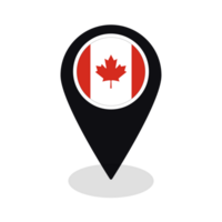 drapeau de Canada drapeau sur carte localiser icône isolé noir Couleur png