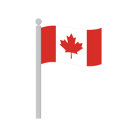 bandera de Canadá en asta de bandera aislado png
