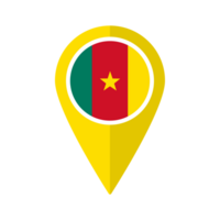 Flag of Cameroon flag on map pinpoint icon isolated yellow color png