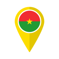 Flag of Burkina Faso flag on map pinpoint icon isolated yellow color png