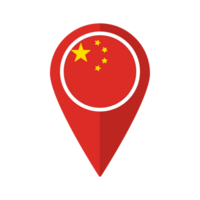 Flag of China flag on map pinpoint icon isolated red color png