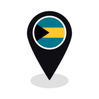 Flag of Bahamas flag on map pinpoint icon isolated black color png