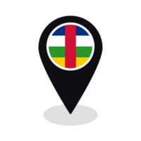 Flag of Central African Republic flag on map pinpoint icon isolated black color png