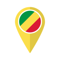 Flag of Republic of the Congo flag on map pinpoint icon isolated yellow color png