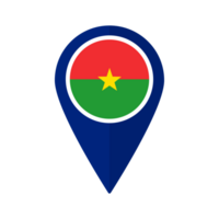 Flag of Burkina Faso flag on map pinpoint icon isolated blue color png