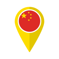 Flag of China flag on map pinpoint icon isolated yellow color png