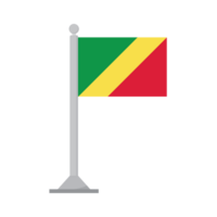 Flag of Republic of the Congo on flagpole isolated png