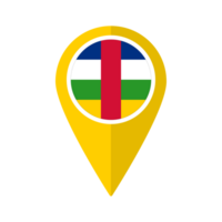 Flag of Central African Republic flag on map pinpoint icon isolated yellow color png