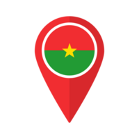 Flag of Burkina Faso flag on map pinpoint icon isolated red color png