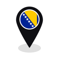 Flag of Bosnia and Herzegovina flag on map pinpoint icon isolated black color png