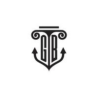 GB pillar and anchor ocean initial logo concept vector