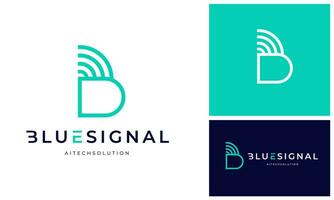 Modern Initial Letter B Bandwidth Signal Connection for Internet Network Technology logo design vector