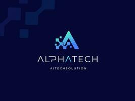 Modern Initial Letter A Algorithm Authentication Analytic Access Adaptive with Digital Data Pixel Technology logo design vector