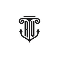 RV pillar and anchor ocean initial logo concept vector