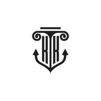 KK pillar and anchor ocean initial logo concept vector