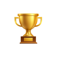 AI Generative gold trophy cup 3D icon on transparent background PNG image