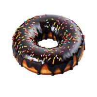 AI Generative chocolate donut on transparent background PNG image