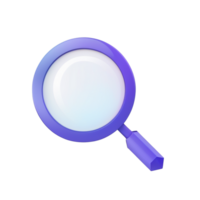 AI Generative 3d magnifying glass icon on transparent background PNG image