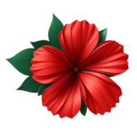 AI Generative red hibiscus flower on transparent background PNG image