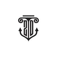 ZD pillar and anchor ocean initial logo concept vector