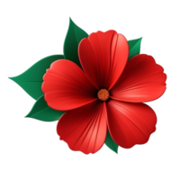 AI Generative red hibiscus flower on transparent background PNG image