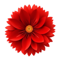 AI Generative red dahlia flower isolated on transparent background PNG image
