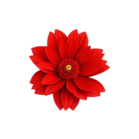 AI Generative red dahlia flower on transparent background PNG image