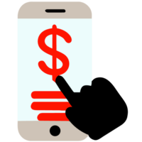 Smartphone mit Dollar Zeichen auf das Bildschirm. Zahlung online png