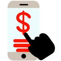 téléphone intelligent avec dollar signe sur le filtrer. Paiement en ligne png