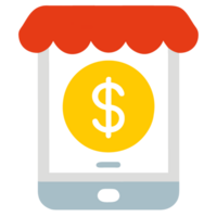 Smartphone with dollar sign on screen flat icon for apps and websites png