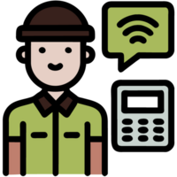 Man icon with contactless payment and cash register symbol png