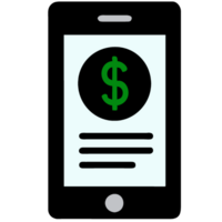 Smartphone with dollar sign icon on screen, Flat design, Ease of use in varying applications png