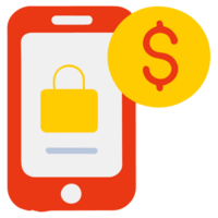 Smartphone with dollar symbol on screen flat design icon. png