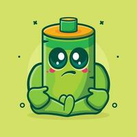 kawaii battery character mascot with sad expression isolated cartoon in flat style design vector