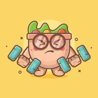 funny salad food character mascot doing bodybuilding using dumbbell isolated cartoon in flat style design vector