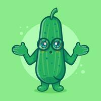 funny cucumber character mascot with confused gesture isolated cartoon in flat style design vector