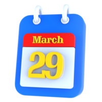 March calendar 3d icon day 29 png