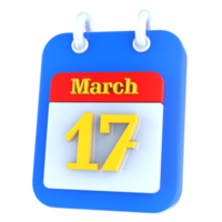 März Kalender 3d Symbol Tag 17 png