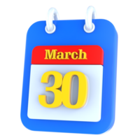 marzo calendario 3d icono día 30 png