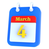 March calendar 3d icon day 4 png