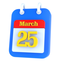 marzo calendario 3d icono día 25 png