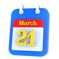 March calendar 3d icon day 21 png