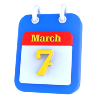 March calendar 3d icon day 7 png
