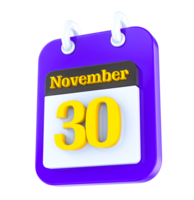 November calendar 3D day 30 png