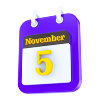 November calendar 3D day 5 png