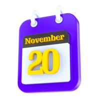 November calendar 3D day 20 png