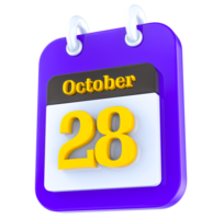 octubre calendario 3d día 28 png